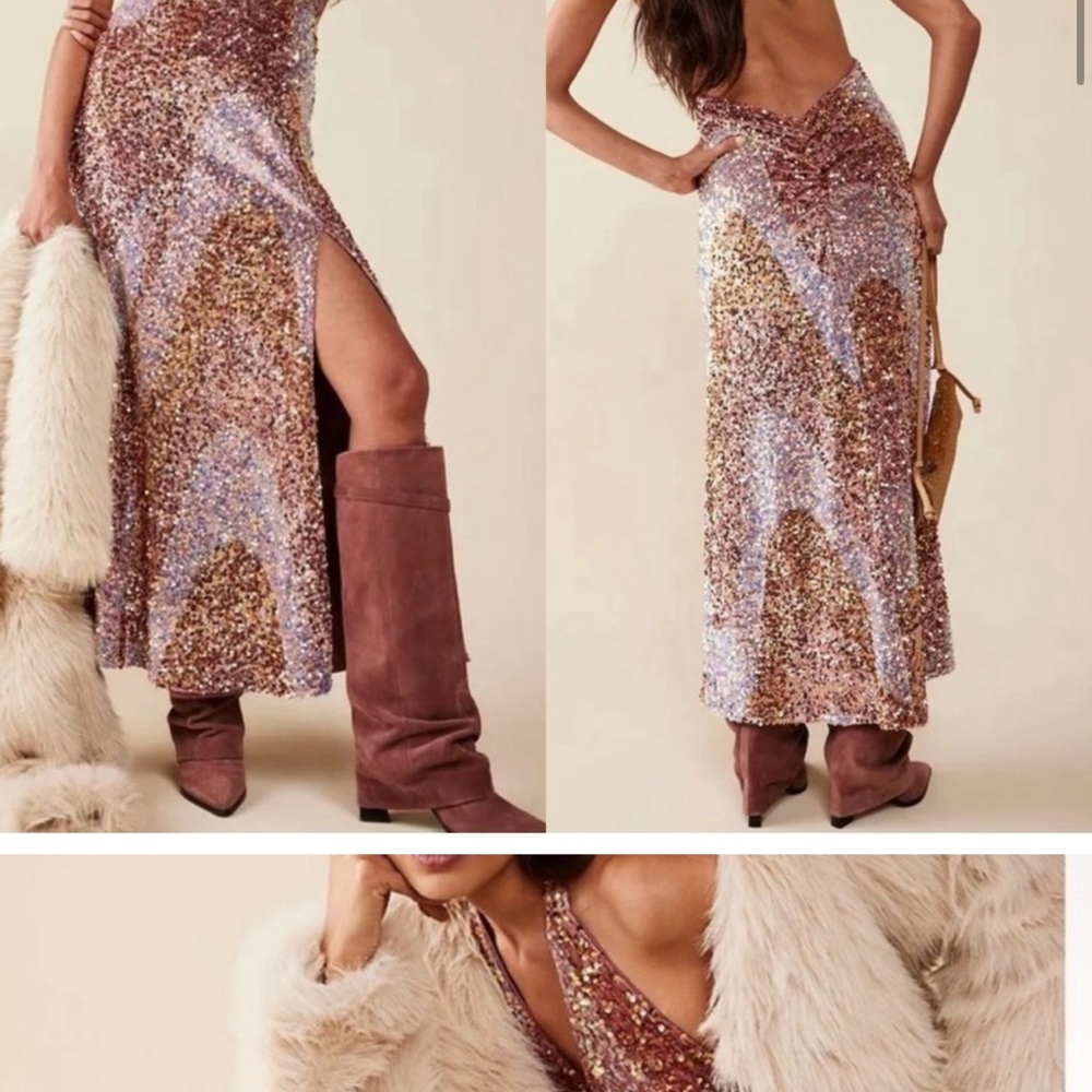 FREE PEOPLE SEQUIN GOWN - Picture 2 of 4
